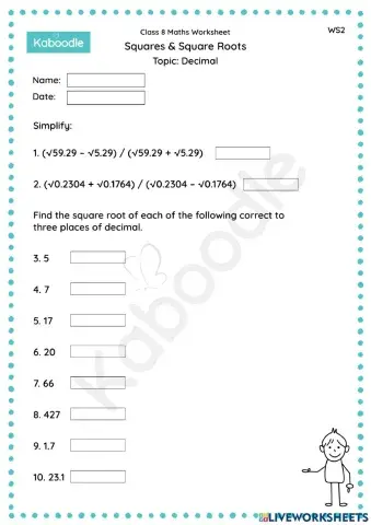 Squares & Square Roots (Decimal)