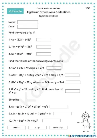 Algebraic Expressions & Identities (Identitites)