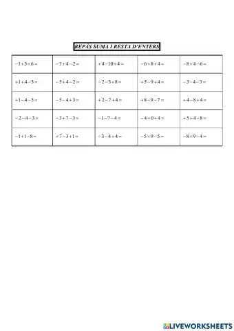 Nombres enters 13. Suma i resta