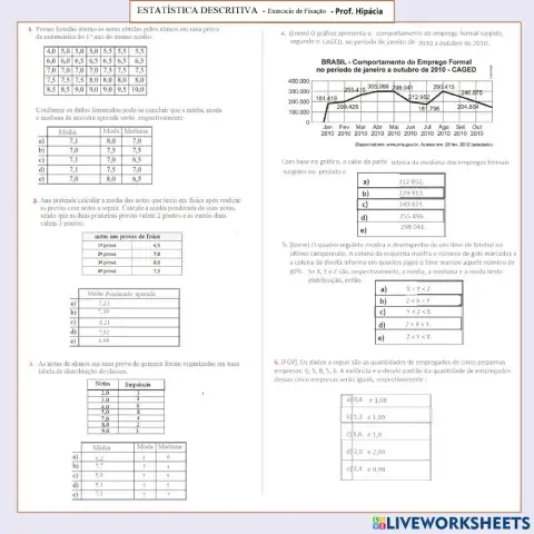 Estatística descritiva - média moda mediana, variância e desvio padrão