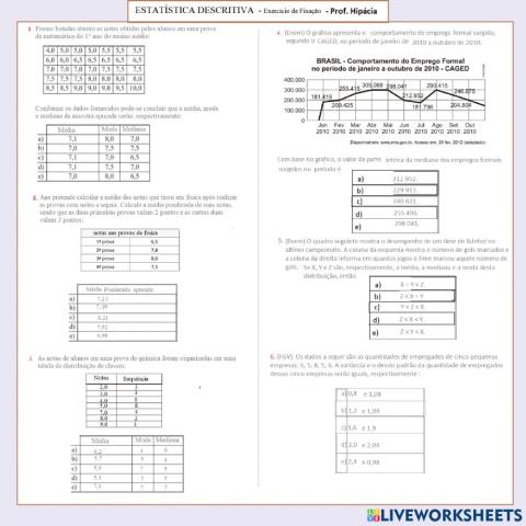 Estatística descritiva - média moda mediana, variância e desvio padrão
