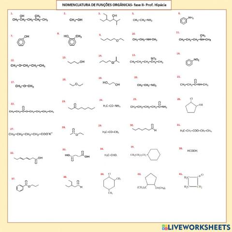 Nomeando estruturas orgânicas da maioria das funções