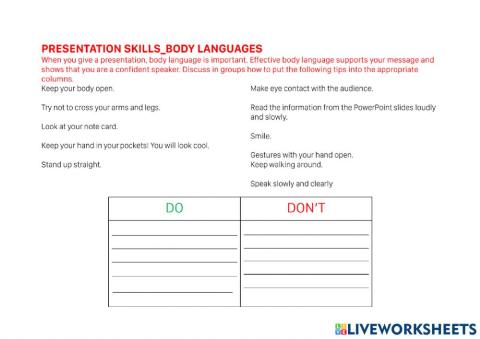 Presentation skills-Body Language