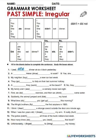 Past simple review 1