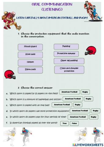 American and Rugby sports