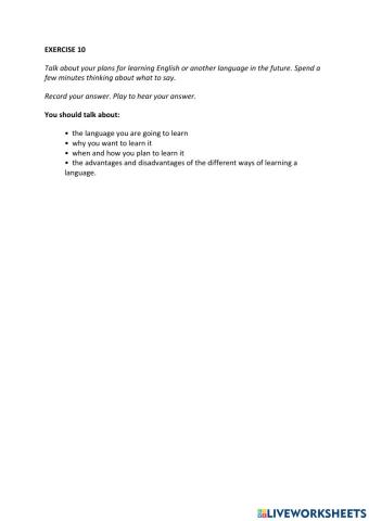 IE0, Unit 9, Listening and Speaking, Exercise 10