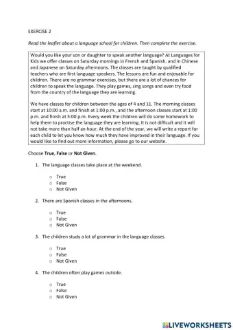 IE0, Unit 9, Reading and Writing, Exercise 2