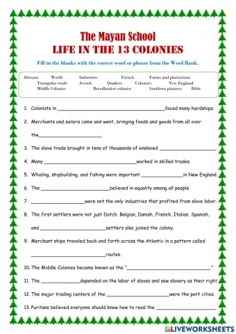 Life in the Thirteen Colonies