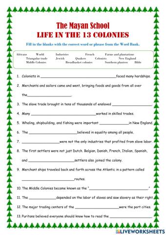 Life in the Thirteen Colonies