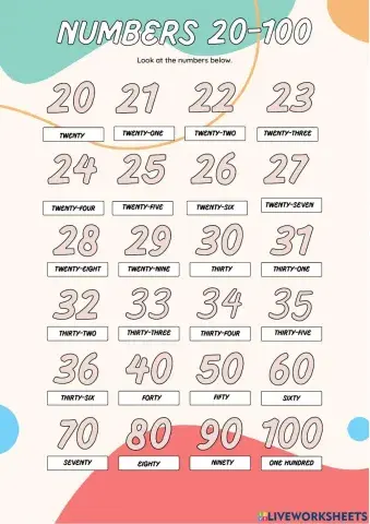 Numbers 20-100