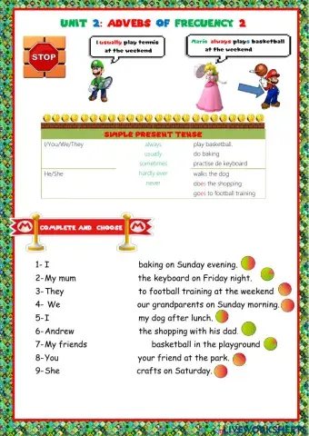 5th Simple Present Frecuency sheet 2