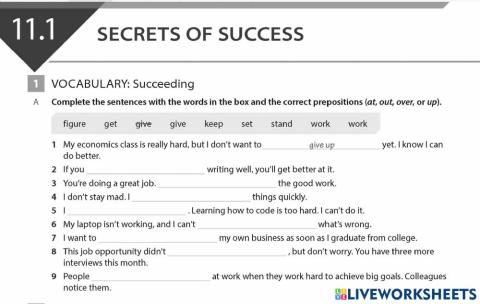 Phrasal verbs (two word verbs)