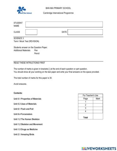 Revision final term i grade 3
