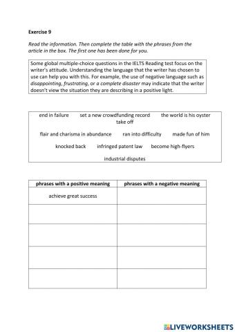 IE3, Unit 4, Reading, Exercise 9