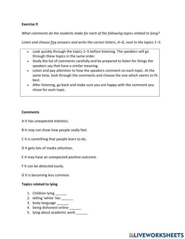IE2, Unit 4, Listening, exercise 9