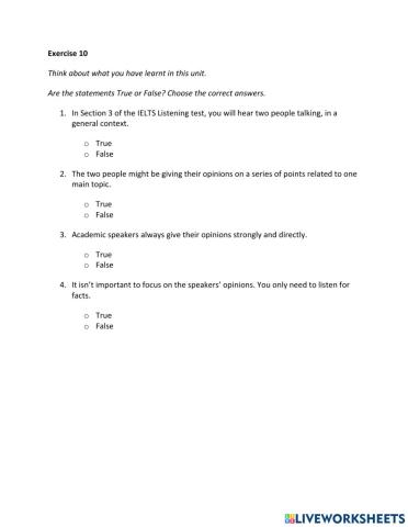 IE2, Unit 4, Listening, exercise 10