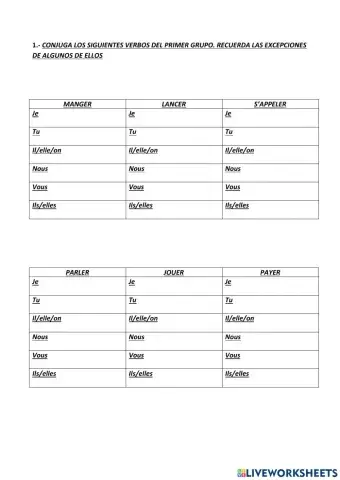 Verbes premier groupe