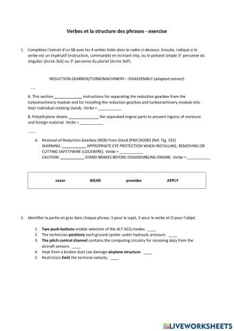 Verbs and sentence structure
