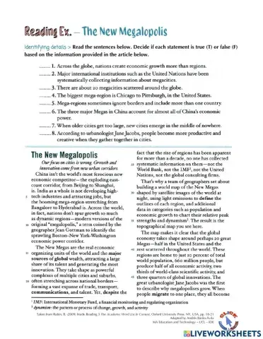 Reading Ex.: The New Megalopolis