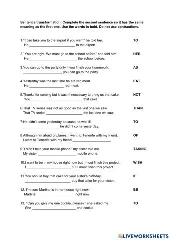 Sentence transformation