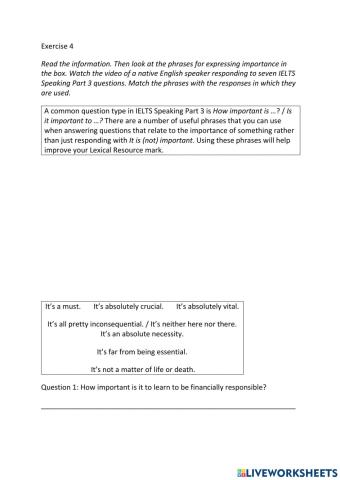 IE3, Unit 4, Speaking, Exercise 4