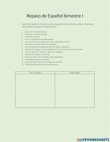 Repaso español 1 bimestre