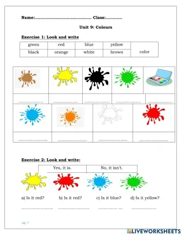 English 3 - Unit 9: Colours