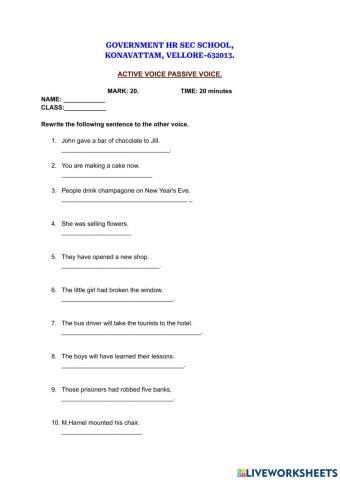 Active Voice Passive Voice