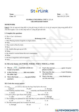 Viet Teacher-S6-WEEK 17-U1234-GRAMMAR REVISION