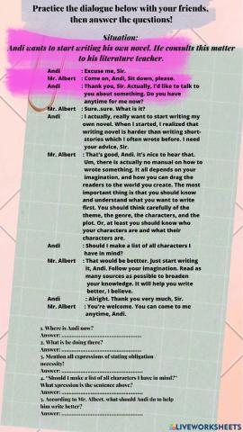 Read and answer obligation text