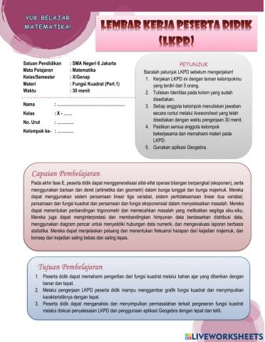 Lkpd fungsi kuadrat pert.1