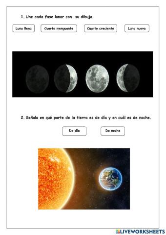 Las fases de la luna. El día y la noche.