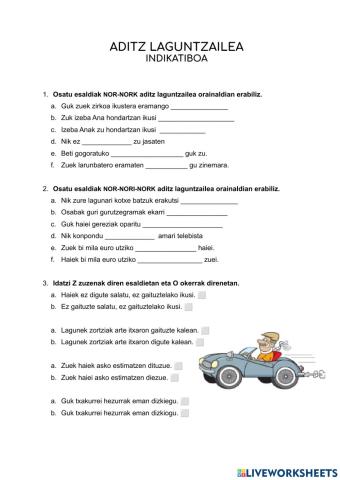 Aditz laguntzailea Indikatiboa