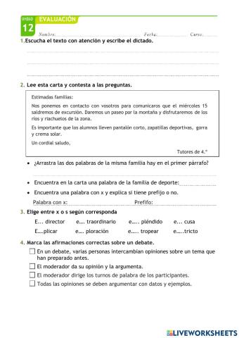 Prueba Lengua Tema 12
