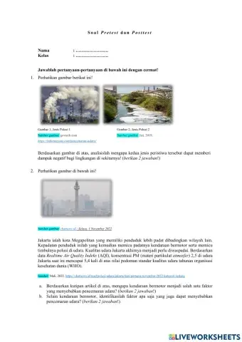 Pretest dan Postest Pencemaran Lingkungan