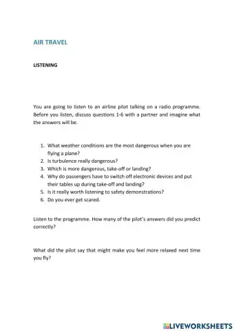 Air travel listening comprehension
