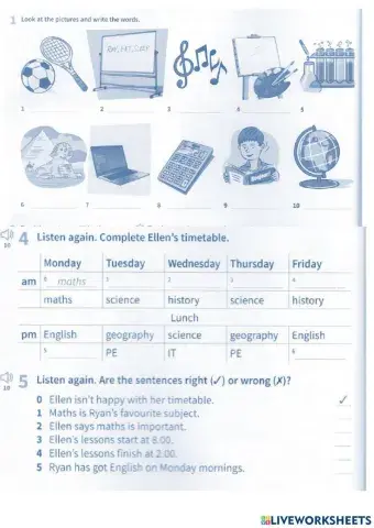 Prepare 5 Unit 8 School subjects