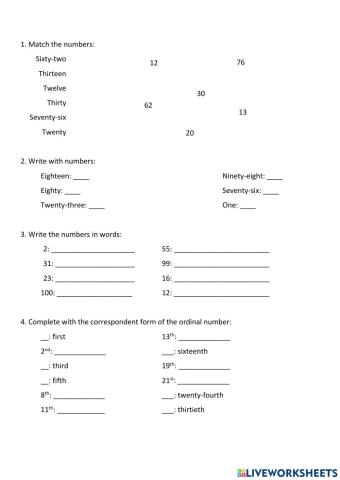 Numbers, seasons, days and months