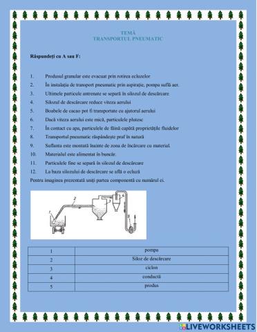 Temă transportul pneumatic