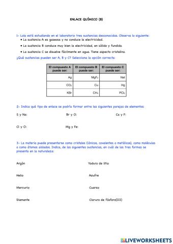 Tipos de enlaces químicos (B)