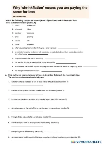 Shrinkflation activities