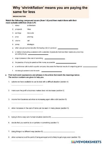 Shrinkflation activities