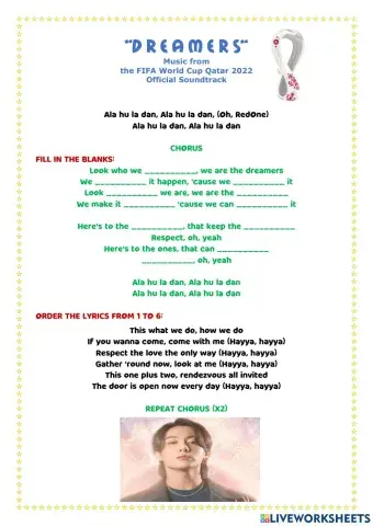 Practice listening with songs: Dreamers