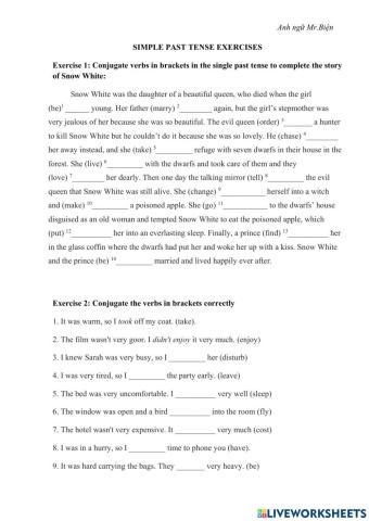 Simple past tense exercises