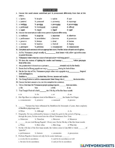 Lop8 - test for unit 5