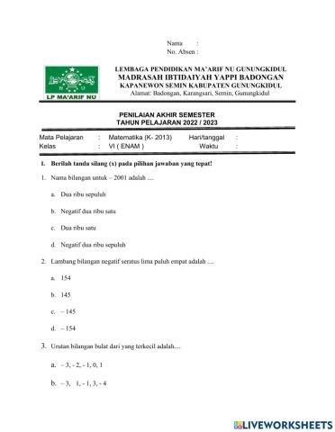 Matematika Kelas 6