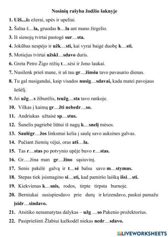 Nosinių rašyba šaknyje