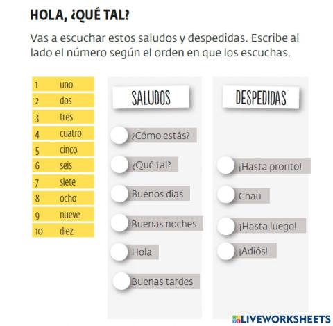 A1 Saludos y despedidas