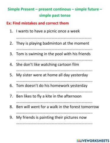English tense find mistakes