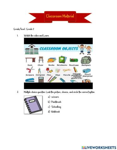 Classroom Object Grade 2